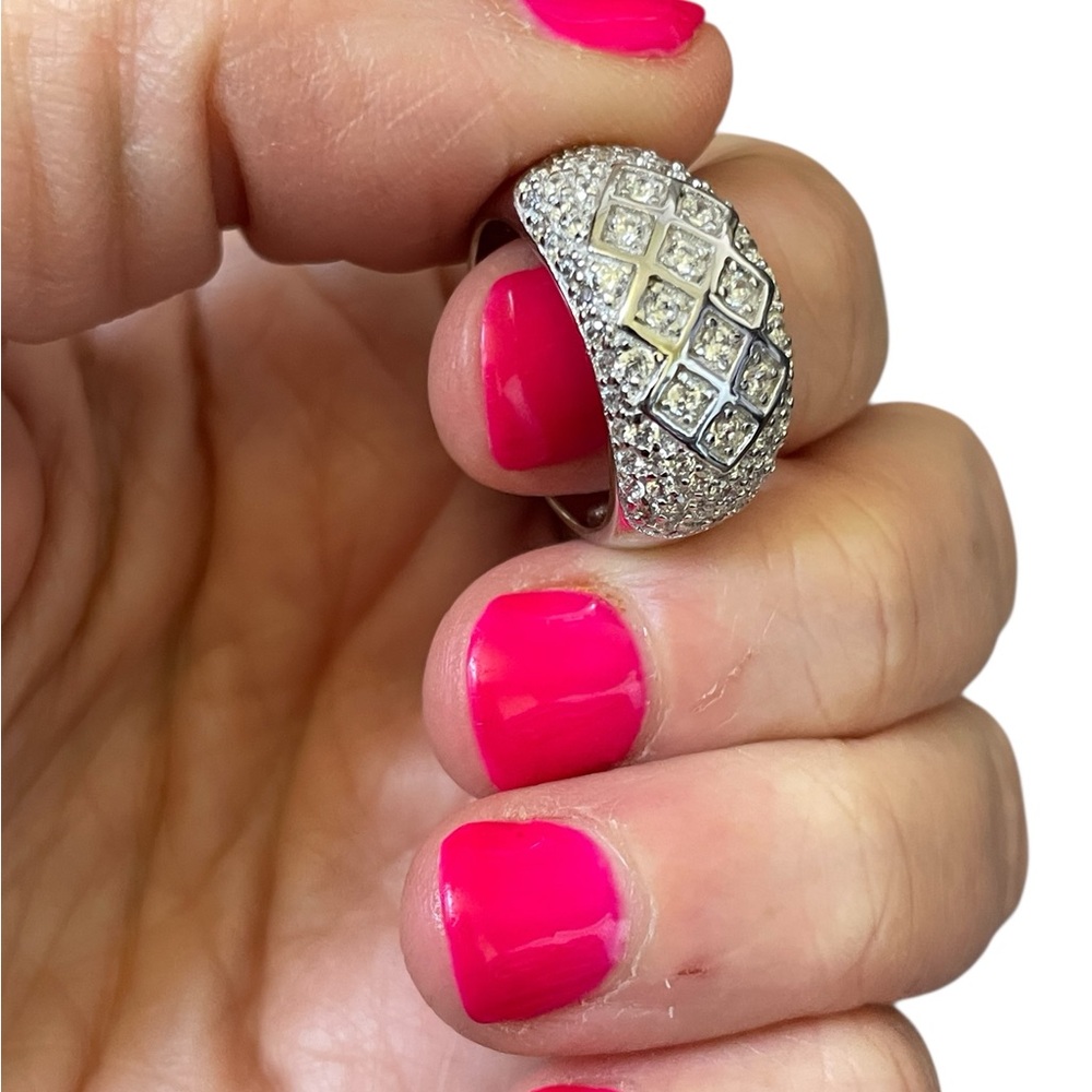 925 Sterling Silver Sparkling CZ Dome Ring